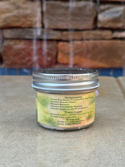 Ambrosio Ark Nourishing Tallow Strawberry Cream 4oz - 100% Natural Ingredients Skincare Product